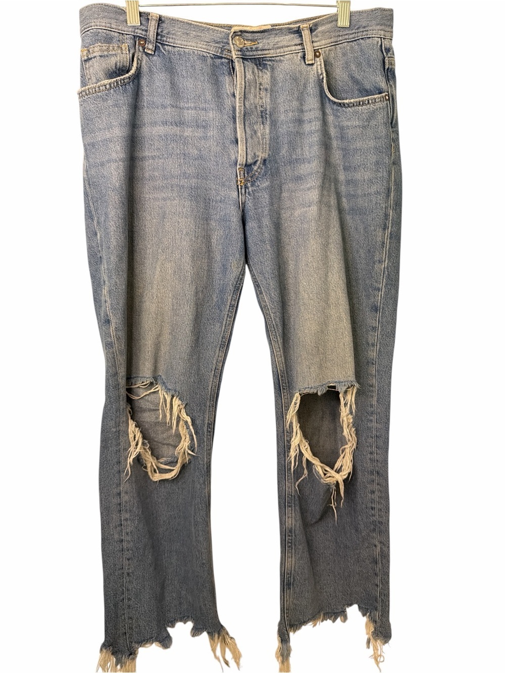 We The Free Light Blue Distressed Straight Jeans